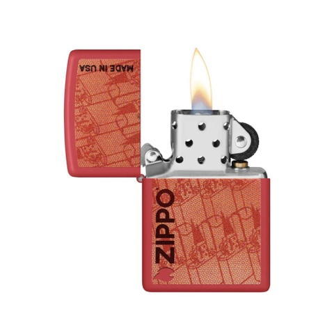 Bật Lửa ZIPPO - Classic - Made in USA Design Đỏ Lì