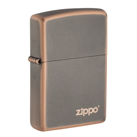 Bật Lửa ZIPPO - Classic - Rustic Bronze Zippo Logo (Ghi Viền Nâu Logo)