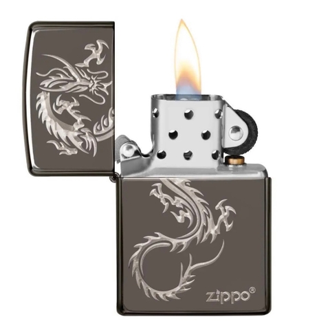 Bật Lửa ZIPPO - Classic - Asia Dragon Design (Rồng Đen Đá)