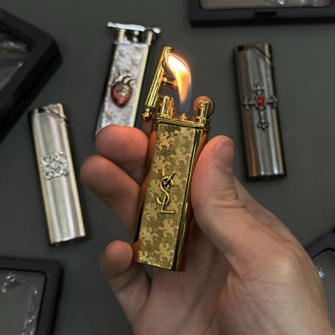 Bật Lửa YSL - Hoa Văn Vàng - BST 2025