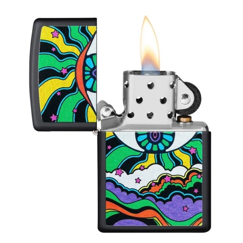 Bật Lửa ZIPPO - Classic - Black Light Eye Design (Mắt Dạ Quang)
