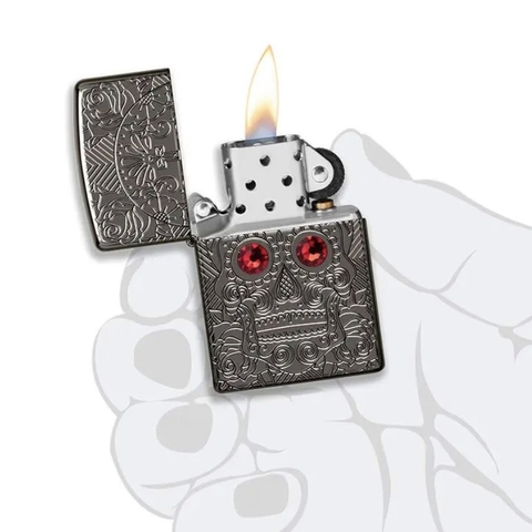 Bật Lửa ZIPPO - Armor®- Crystal Skull Design (Đầu Lâu Đá Đỏ) - Z81