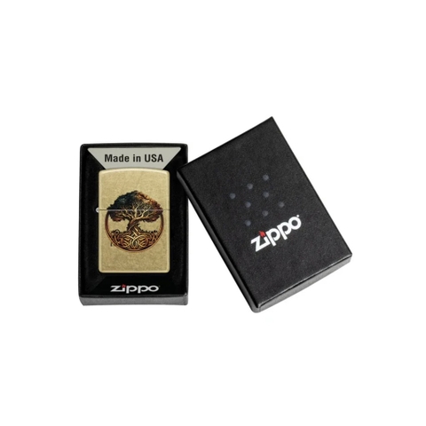 Bật Lửa ZIPPO - Classic - Knotted Tree of Life Design (Cây Sự Sống Vàng Bụi)