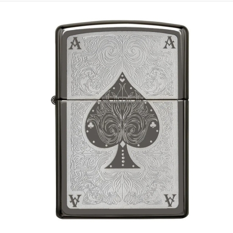 Bật Lửa ZIPPO - Classic - Ace Filigree (Át Bích Black Ice)