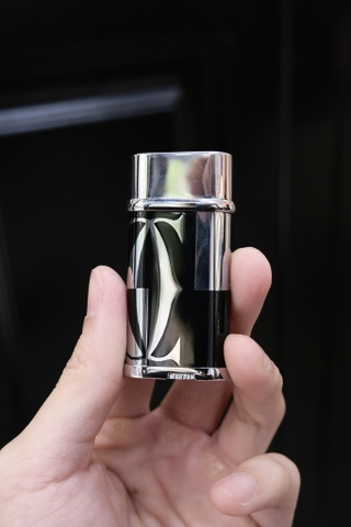 Bật lửa dáng Lùn - Đen Viền Bạc- Phiên bản Họa Tiết Cartier