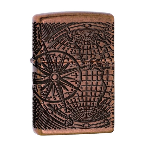 Bật Lửa ZIPPO - Armor - World Map Design (Bản Đồ Antique Đồng Đỏ)