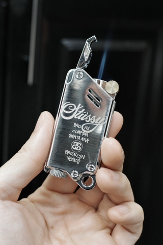 Bật Lửa Khò Đá - Stussy - Phiên Bản Bạc Bóng