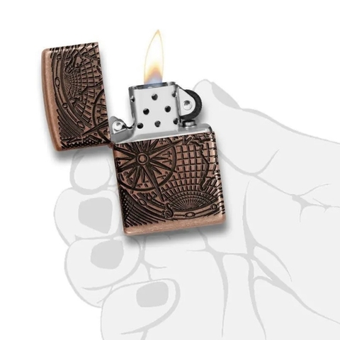 Bật Lửa ZIPPO - Armor - World Map Design (Bản Đồ Antique Đồng Đỏ)