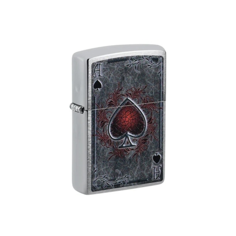 Bật Lửa ZIPPO - Classic - Antiqued Ace Design (Át Bích Đỏ Nứt)