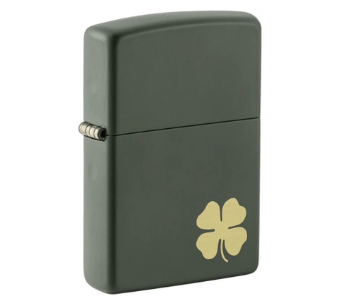 Bật Lửa ZIPPO - Classic - Four Leaf Clover (Xanh Rêu Khắc Cỏ Bốn Lá)