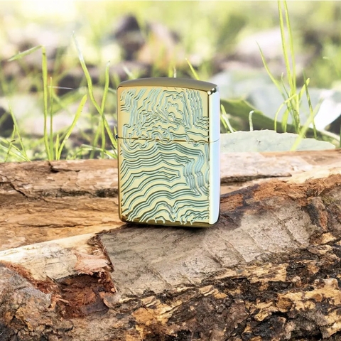 Bật Lửa ZIPPO - Armor -  Map Design (Xanh Lá Mạ Khắc Bản Đồ)