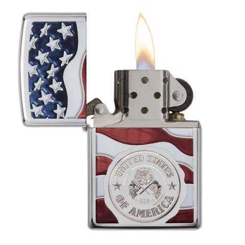 Bật Lửa ZIPPO - Classic -American Stamp on Flag (Lá Cờ Mỹ) -Z87