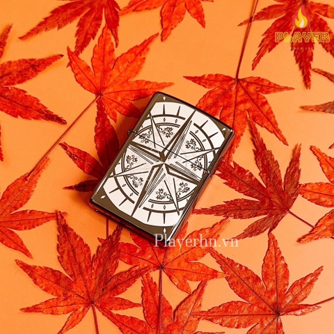 Bật Lửa ZIPPO - Classic -Black Ice® Compass Mariner’s Star (La bàn)