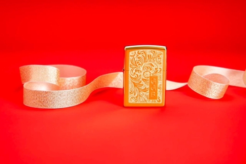 Bật Lửa ZIPPO - Classic -Brass Venetian Design (Hoa Văn Ý Vàng)