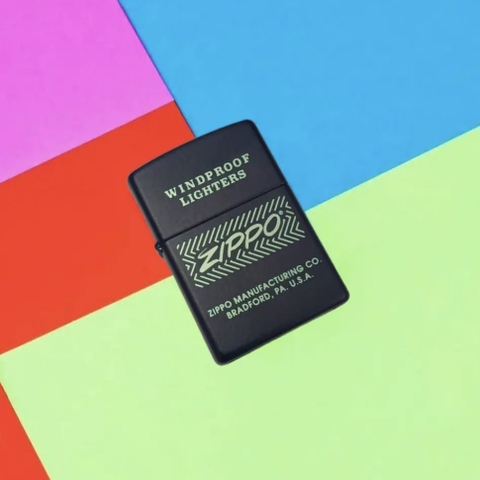 Bật Lửa ZIPPO - Classic - Zippo Logo Arrows Manufacturing ( Xanh Than )