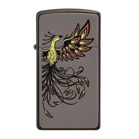 Bật Lửa ZIPPO - Slim -  Phoenix Design (Phượng Slim Black Ice)