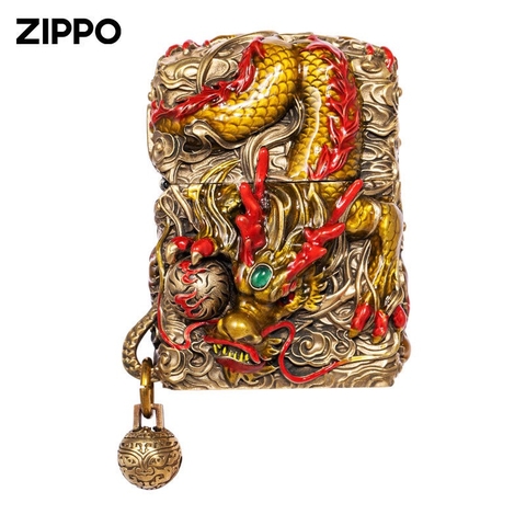 Zippo Rồng Đỏ Pha Vàng - Phiên Bản Độ