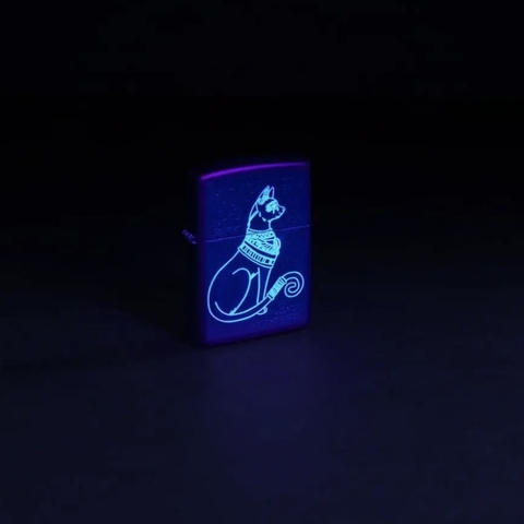 Bật Lửa ZIPPO - Classic - Black Light -Spiritual Cat Design Black Matte (Mèo Ai Cập)