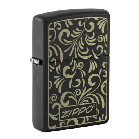 Bật Lửa ZIPPO - Classic - Black Matte Laser Engrave (Đen Lì Khắc Hoa Văn)