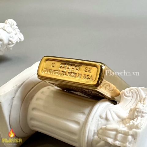 Bật Lửa ZIPPO - Slim - Venetian High Polish Brass Gold (Hoa văn Ý Vàng)