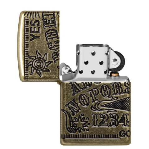 Bật Lửa ZIPPO - Armor -  Ouija Board Design (Bảng Chữ Cái Antique)