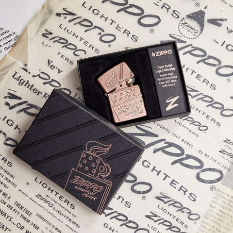Bật Lửa ZIPPO - Armor -  Script Logo Collectible Armor Rose Gold (Kỉ Niệm 75 Năm Vàng Hồng)