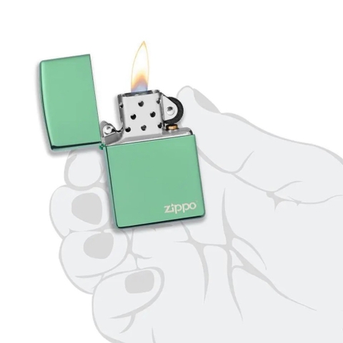 Bật Lửa ZIPPO - Classic - High Polish Green Logo (Xanh Dưa Gang Logo Zippo)