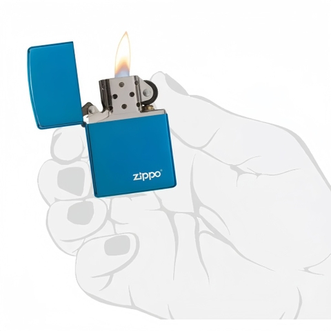 Bật Lửa ZIPPO - Classic - High Polish Blue Zippo Logo (Xanh Saphire Logo Zippo)