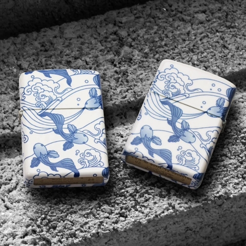 Bật Lửa ZIPPO - Classic - Fish Design ( Cá Koi Gốm Sứ Premium)