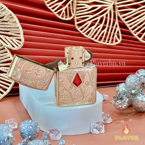 Bật Lửa ZIPPO - Armor - Lucky Cat Design (Mèo May Mắn Đá Đỏ)