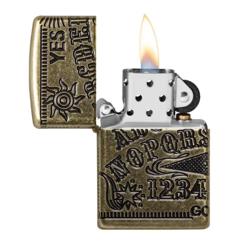 Bật Lửa ZIPPO - Armor -  Ouija Board Design (Bảng Chữ Cái Antique)