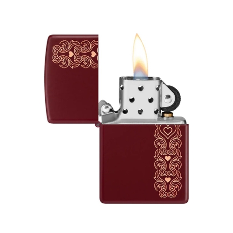 Bật Lửa ZIPPO - Classic - Heart Garland Design ( Trái Tim Đỏ Mận)