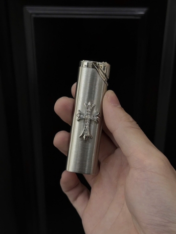 Bật Lửa Khò - Thánh Giá ChromeHeart Đính Đá - Phiên Bản 1 Tia - Bạc