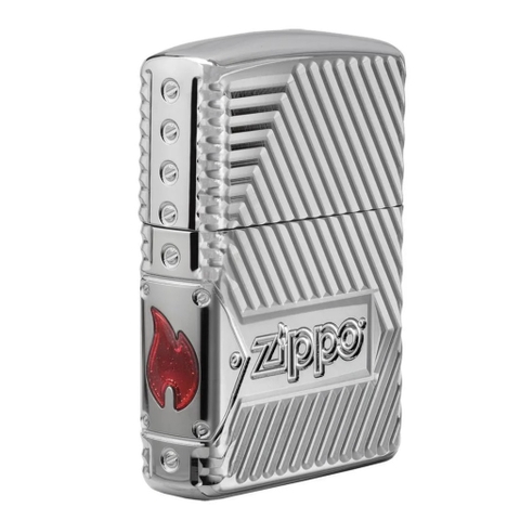 Bật Lửa ZIPPO - Armor - Bolts Design (Cạnh Sườn Lửa Đỏ)