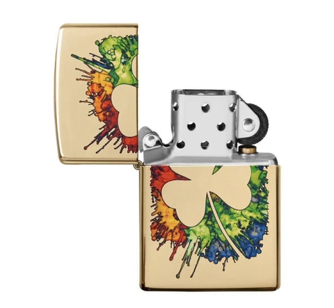 Bật Lửa ZIPPO - Classic - Graffiti Clover Design (Cỏ Ba Lá Bảy Màu)