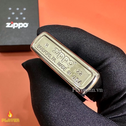 Bật Lửa ZIPPO - Classic - Clover High Polish Chrome (Cỏ Bốn Lá Hoa Văn)