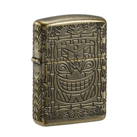 Bật Lửa ZIPPO - Luxury- Armor®Tiki Totem Design Armor Antique Brass Pocket Lighter