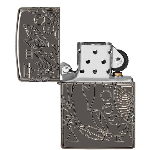 Bật Lửa ZIPPO - Armor - Wicca Design (Hoa Văn Black Ice)