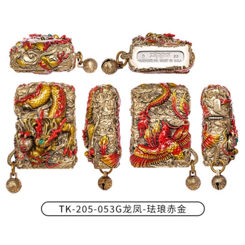 Zippo Rồng Đỏ Pha Vàng - Phiên Bản Độ
