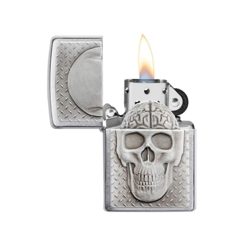 Bật Lửa ZIPPO - Classic - Skull with Brain Surprise (Đầu Lâu Bạc)