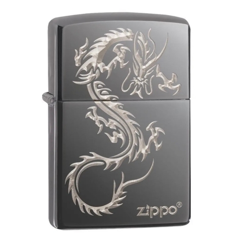 Bật Lửa ZIPPO - Classic - Asia Dragon Design (Rồng Đen Đá)
