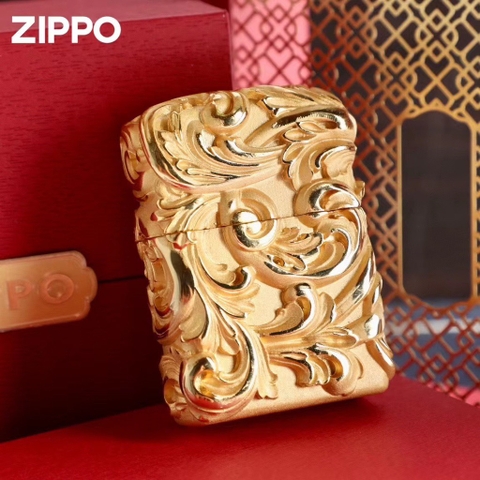 Zippo Hoa Văn Vàng Sang Chảnh - Phiên Bản Độ - Hàng Order