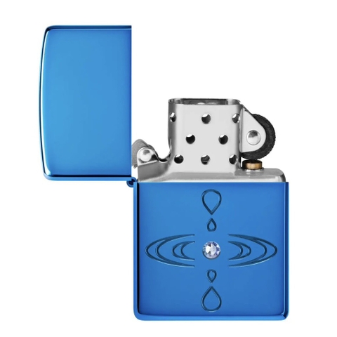 Bật Lửa ZIPPO - Armor -  Simple Design (Xanh Shaphire Đính Đá )