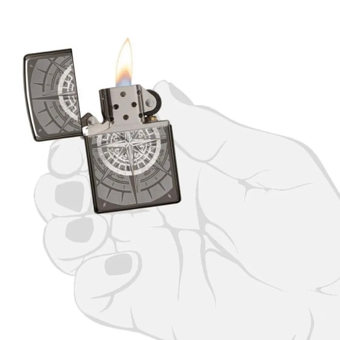 Bật Lửa ZIPPO - Classic -Black Ice® Compass Mariner’s Star (La bàn)