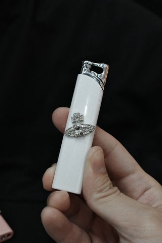 Bật Lửa Khò Slim Trắng - Vivien Đá Trắng