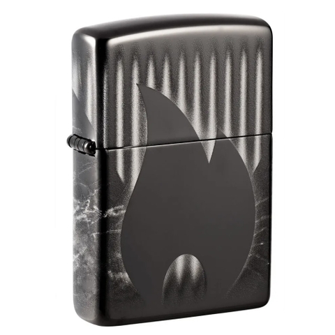 Bật Lửa ZIPPO - Classic - Design (Ngọn Lửa Đen Vân Đá)
