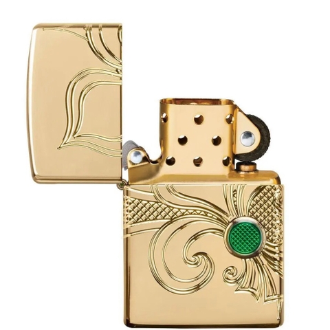 Bật Lửa ZIPPO - Armor - Fleur-de-lis Design (Hoa Đá Xanh)