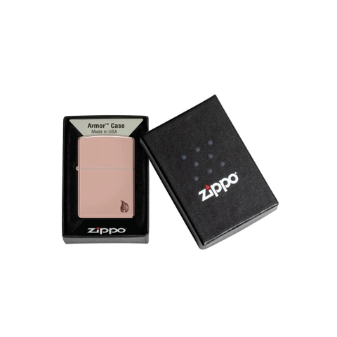 Bật Lửa ZIPPO - Armor®-High Polish Rose Gold Flame Design (Vàng Hồng Lửa)