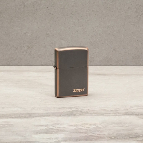 Bật Lửa ZIPPO - Classic - Rustic Bronze Zippo Logo (Ghi Viền Nâu Logo)