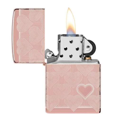 Bật Lửa ZIPPO - Classic - Heart Design (Trái Tim Vàng Hồng)